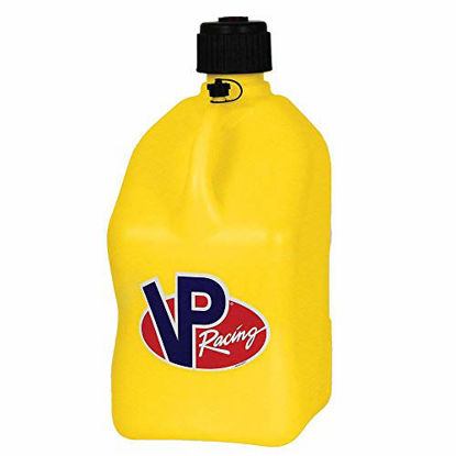 Picture of VP Racing Fuels Motorsport 5 Gallon Square Plastic Utility Jug Yellow & 14 Inch Hose (2 Pack)