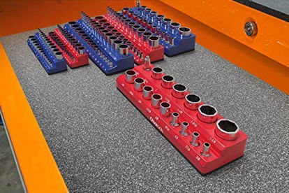 Picture of Magnetic Socket Organizer | 1/2-inch Drive | SAE | RED | Holds 16 Sockets | Premium Quality Tools Organizer | by Olsa Tools