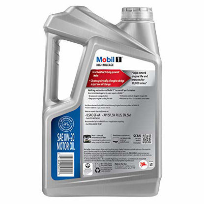 Picture of Mobil 1 High Mileage Full Synthetic Motor Oil 0W-20, 5 Quart