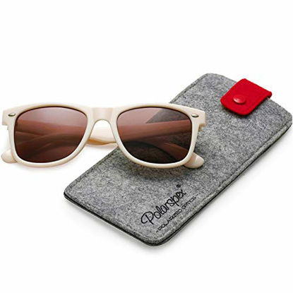Picture of Polarspex Polarized 80's Retro Classic Trendy Unisex Sunglasses for Men and Women (Ivory Beige | Ash Smoke, 52)