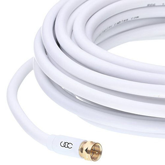Picture of Coaxial Cable Triple Shielded CL3 in-Wall Rated Gold Plated Connectors (40ft) RG6 Digital Audio Video with Male F Connector Pin - 40 Feet