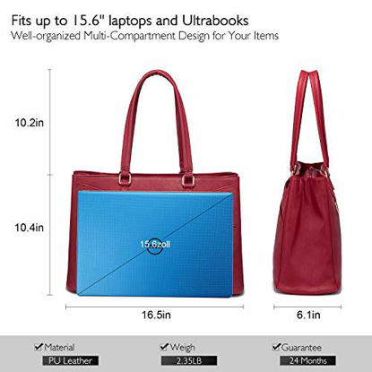 Picture of Laptop Tote Bag for Women 15.6 Inch Waterproof Leather Computer Bags Women Business Office Work Bag Briefcase