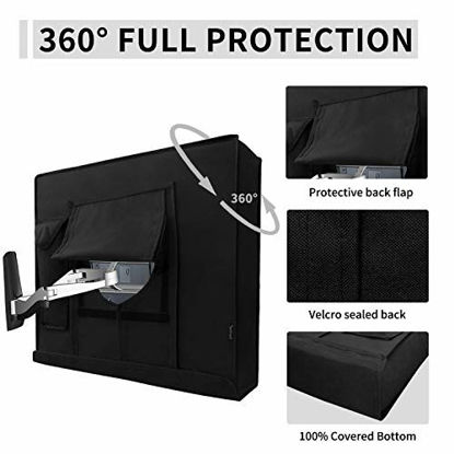 Picture of 50-52 inch Outdoor TV Cover with Front Flap for Watching TV on Rainy Days,Convenient Use without Remove, Durable TV Cover with Free Cleaning Cloth, Black