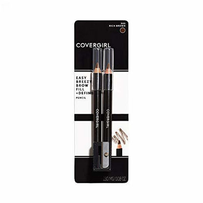 Picture of COVERGIRL Easy Breezy Brow Fill+Define Pencils, [505] Rich Brown, 2 Count (Packaging May Vary)