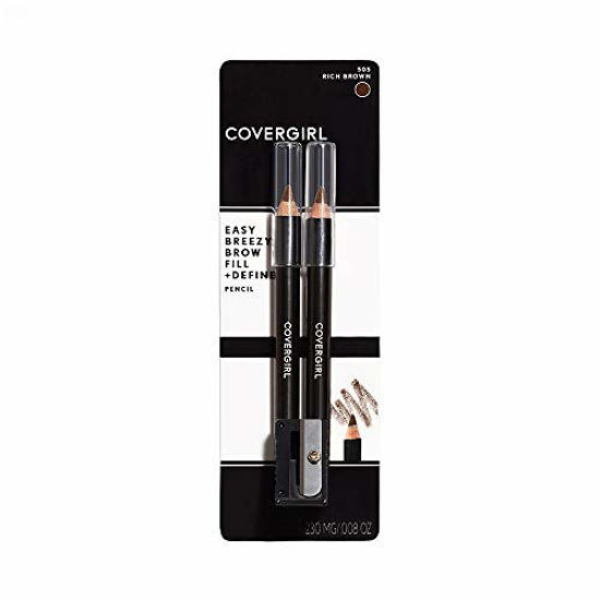Picture of COVERGIRL Easy Breezy Brow Fill+Define Pencils, [505] Rich Brown, 2 Count (Packaging May Vary)