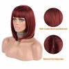 Picture of eNilecor Short Bob Hair Wigs 12" Straight with Flat Bangs Colorful Synthetic Cosplay Daily Party Wig for Women Natural As Real Hair+ Free Wig Cap (Wine Red)