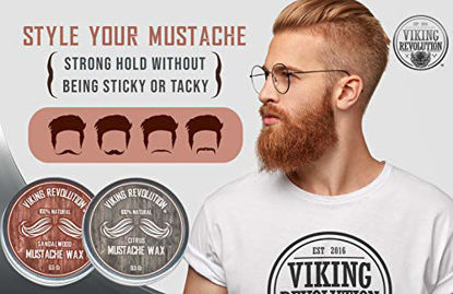 Picture of Mustache Wax 2 Pack - Beard & Moustache Wax for Men - Strong Hold Helps Train Tame & Style (Citrus & Sandalwood, 2 pack)