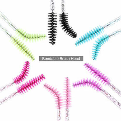 Picture of 300 Disposable Mascara Wands Eyelash Brush Spoolies for Eye Lash Extension, Eyebrow and Makeup Crystal Tbestmax