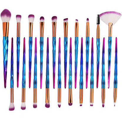 Picture of KOLIGHT Pack of 20pcs Cosmetic Eye Shadow Sponge Eyeliner Eyebrow Lip Nose Foundation Powder Makeup Brushes Sets (purple)