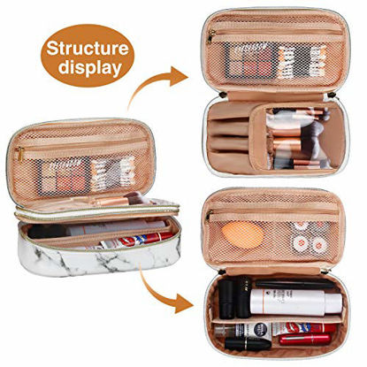 Picture of Relavel Makeup Bag Makeup Case 2-Layer Cosmetic Brush Bag Marble Makeup bag Makeup Organizers and Storage Cosmetic Travel Bag for Professional Makeup Brushes Storage Box. (Marble Pattern)