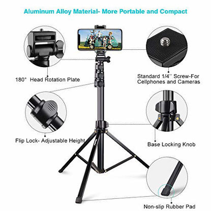 Picture of UBeesize 67'' Phone Tripod Stand & Selfie Stick Tripod, All in One Professional Cell Phone Tripod, Cellphone Tripod with Bluetooth Remote and Phone Holder, Compatible with All Phones/Cameras
