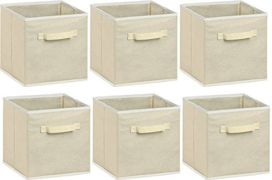 Picture of 6 Pack - SimpleHouseware Foldable Cloth Storage Cube Basket Bins Organizer, Beige (11" H x 10.75" W x 10.75" D)
