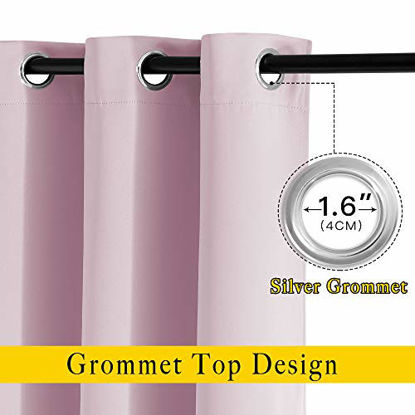 Picture of NICETOWN Blackout Curtains for Girls Room - Thermal Insulated Solid Grommet Room Darkening Panels/Drapes for Girl's Bedroom (Lavender Pink=Baby Pink, 1 Pair, 52 by 63-Inch)