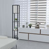 Picture of Simple Designs Home LF1014-BLK Etagere Organizer Storage Shelf Linen Shade Floor Lamp, Black