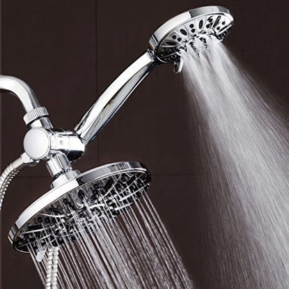 Picture of AquaDance 7" Premium High Pressure 3-Way Rainfall Combo for The Best of Both Worlds - Enjoy Luxurious Rain Showerhead and 6-Setting Hand Held Shower Separately or Together - Chrome Finish - 3328