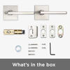 Picture of Kwikset Satin Nickel 91540-001 Halifax Door Handle Lever with Modern Contemporary Slim Square Design for Home Hallway or Closet Passage