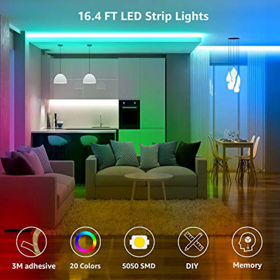 Led Strip Lights 16.4ft RGB Led Room Lights 5050 Led Tape Lights Color Changing 