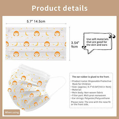 Picture of White Face Mask for Kids, White Mask for Girls, Printed Face Mask for Girls, Anti Pollen Dust Face Mask White, Daily Protection White Mask with Filter Layer and Knitted Earloops (Pack of 50)