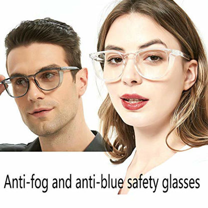 Picture of Anti Fog Safety Goggles UV400 Protective Glasses,Blue Light Blocking Eyeglasses for Men Women,TR90 Side Shields Protection (Clear Leopard)