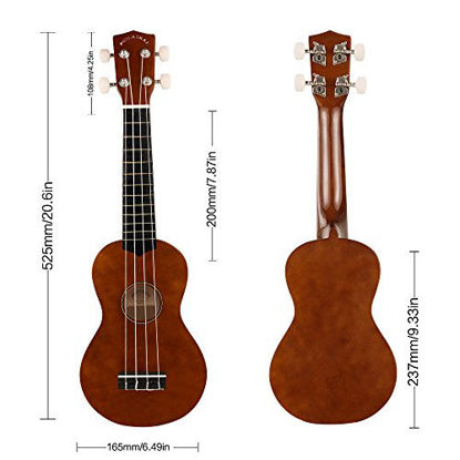 Picture of POMAIKAI Soprano Wood Ukulele kid Starter Uke Hawaii kids Guitar 21 Inch with Gig Bag for kids Students and Beginners (Brown)
