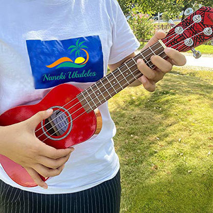 Picture of Soprano Ukulele 21 inch Mahogany Mini Kids Guitar Hawaiian ukelele Instrument Kit ukalalee for Beginner Adults Kids Starter(Red)