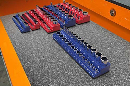 Picture of Magnetic Socket Holder | 3/8-inch Drive | METRIC | BLUE | Holds 30 Sockets | Premium Quality Tools Organizer | by Olsa Tools
