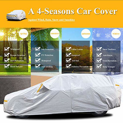 Picture of Autsop SUV Car Cover Waterproof All Weather,6 Layers Car Cover for Automobiles Outdoor Full Cover Sun Hail UV Dust Protection with Zipper, Universal A4-YM(Fits SUV up to 177")