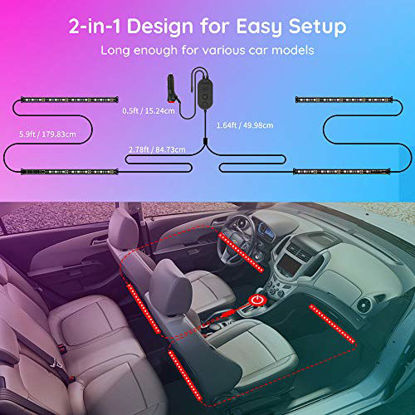 Picture of Govee Interior Car Lights, Interior Car LED Lights with Remote and Control Box, Two-Line Design RGB Car Interior Light with 32 Colors, Music Sync for Various Car DC 12V