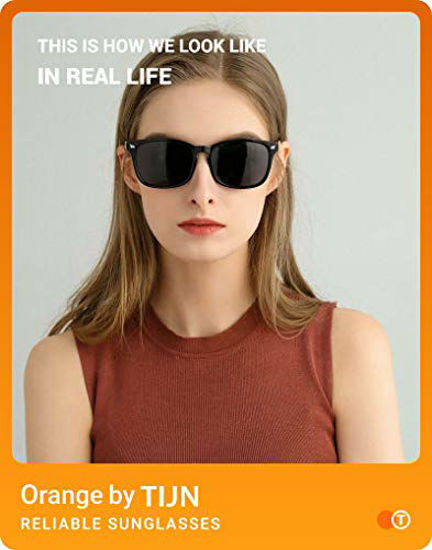 Picture of TIJN Polarized Sunglasses for Women Men Classic Trendy Stylish Sun Glasses 100% UV Protection (All Black)