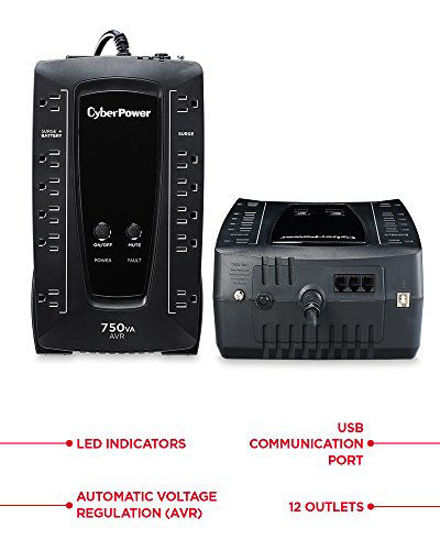 Picture of CyberPower AVRG750U AVR UPS System, 750VA/450W, 12 Outlets, Compact,Black