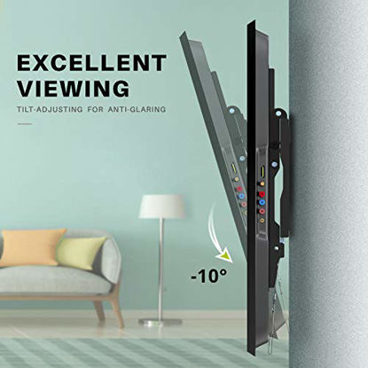 Picture of USX MOUNT Tilt TV Wall Mount Low Profile, Tilting TV Mount Bracket for Most 26-55" Flat Screen LED, LCD, OLED, 4K TVs, TV Bracket VESA 400x400mm-Weight Capacity Up to 99lbs, Space Saving for 16" Stud