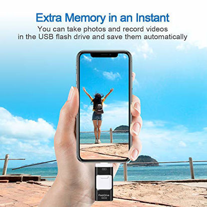 Picture of Sunany USB Flash Drive 256GB, Photo Stick Memory External Data Storage Thumb Drive Compatible with iPhone, iPad, Android, PC and More Devices (Black)