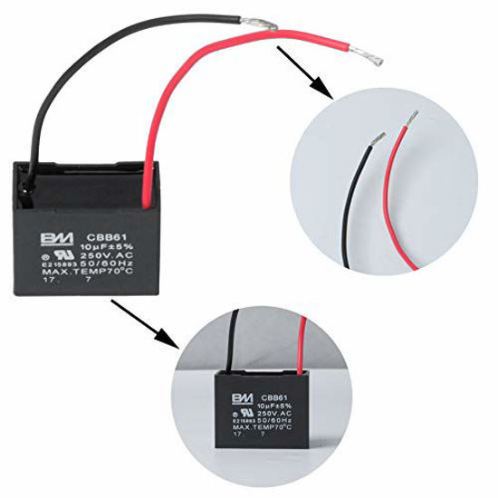 GetUSCart Wadoy CBB61 Fan Capacitor 2 Wire 10uf, 2 Pack Celiling Fan