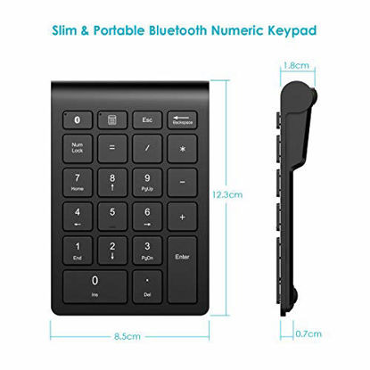 Picture of Bluetooth Numeric Keypad, IKOS Portable Wireless Bluetooth 22-key External Number pad with Multiple Shortcuts for Computer Laptop Windows Surface Pro Apple iMac Mackbook iPad Android Tablet Smartphone