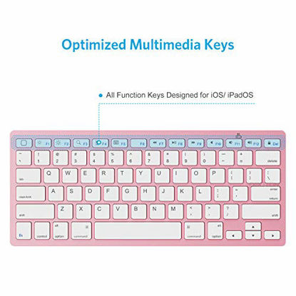 Picture of OMOTON Ultra-Slim Bluetooth Keyboard Compatible with iPad 10.2(8th/ 7th Generation)/ 9.7, iPad Air 4th Generation, iPad Pro 11/12.9, iPad Mini, and More Bluetooth Enabled Devices, Rose Gold