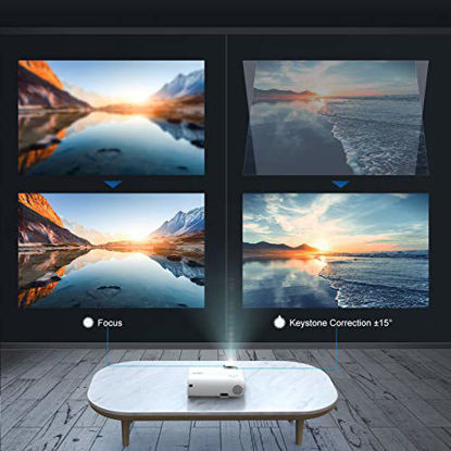 Picture of YABER V2 WiFi Mini Projector 6000L [Projector Screen Included] Full HD 1080P and 200" Supported, Portable Wireless Mirroring Projector for iOS/Android/TV Stick/PS4/PC Home & Outdoor (White)