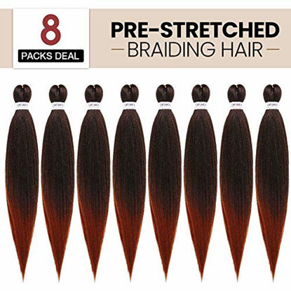 Picture of 16 inch 8 packs Pre-stretched Braiding Hair Extensions Ombre Brown Hot Water Setting Synthetic Braiding Hair (16", T350)