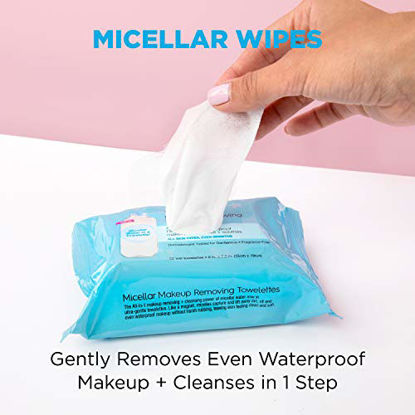 Picture of Makeup Remover Micellar Gentle Cleansing Wipes for Waterproof Makeup by Garnier SkinActive, 25 Count