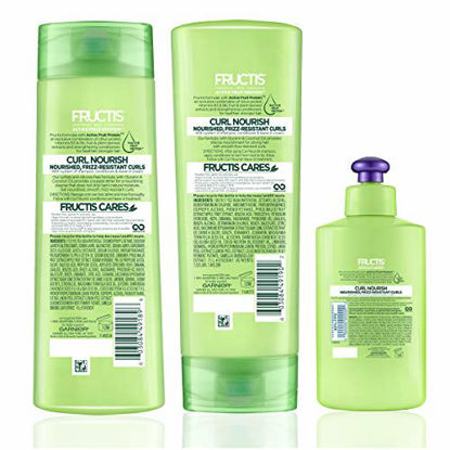 Picture of Garnier Hair Care Fructis Curl Nourish Shampoo, Conditioner, and Butter Cream Leave In Conditioner