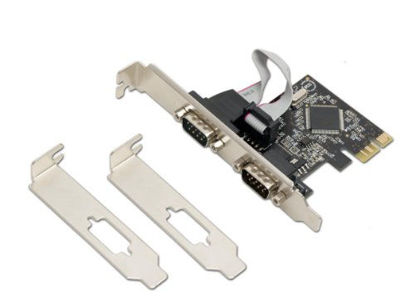Picture of Dual Port Serial Industrial DB9 COM RS232 PCIe X1 Card for Desktop PC with Low Bracket Moschip MCS9922 SD-PEX15022