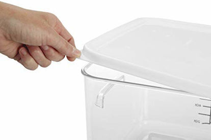 Picture of Rubbermaid Commercial Products-FG630400 Plastic Space Saving Square Food Storage Container For Kitchen/Sous Vide/Food Prep, 4 Quart, Clear, LID SOLD SEPARATELY