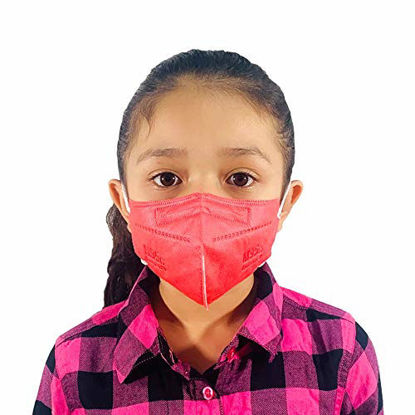 Picture of M95c Disposable 5-Layer Efficiency Protective Kid/Toddler Face Mask Breathable Material and Comfortable Earloop Made in USA 5 Units (Red)