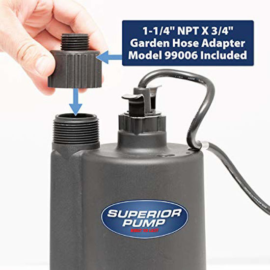 Picture of Superior Pump 91330 1/3 HP Thermoplastic Submersible Utility Pump with 10-Foot