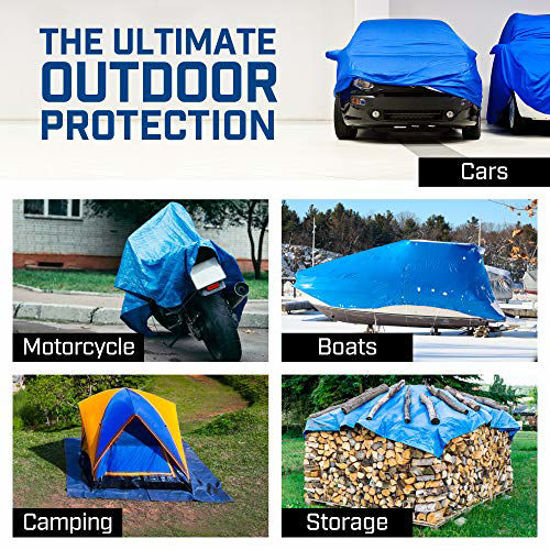 Picture of B-Air Grizzly Tarps - Large Multi-Purpose, Waterproof, Heavy Duty Tarp Poly Cover - 5 Mil Thick (Blue - 8 x 10 Feet)