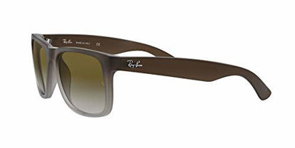 Picture of Ray-Ban RB4165 Justin Rectangular Sunglasses, Rubber Brown On Grey/Grey Gradient, 55 mm