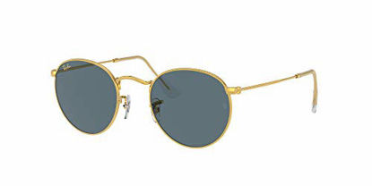Picture of Ray-Ban RB3447 Metal Round Sunglasses, Legend Gold/Blue, 53 mm