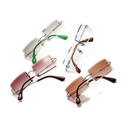 Picture of MINCL/Fashion Small Rectangle Sunglasses Women Ultralight Candy Color Rimless Ocean Sun Glasses (tea)