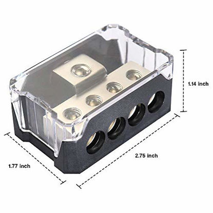 Picture of Power Distribution Block, Auto Car Audio Amplifier 1 in 4 Ways 0/2/4 Gauge in 4/8/10 Gauge Out Fuse Holder Circuit Protector Distribution Connecting Blocks
