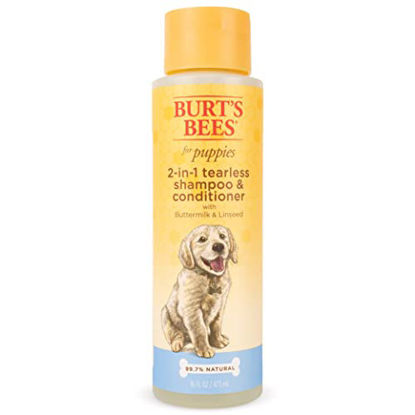 Picture of Burt's Bees Dog Shampoo for Puppies, 2 in 1 Shampoo and Conditioner, Buttermilk and Linseed Oil, 16 Oz
