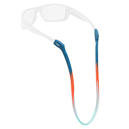 Picture of Chums Switchback Eyewear Retainer - Lightweight Silicone Sunglasses Strap (Dark Blue/Coral/Aqua)